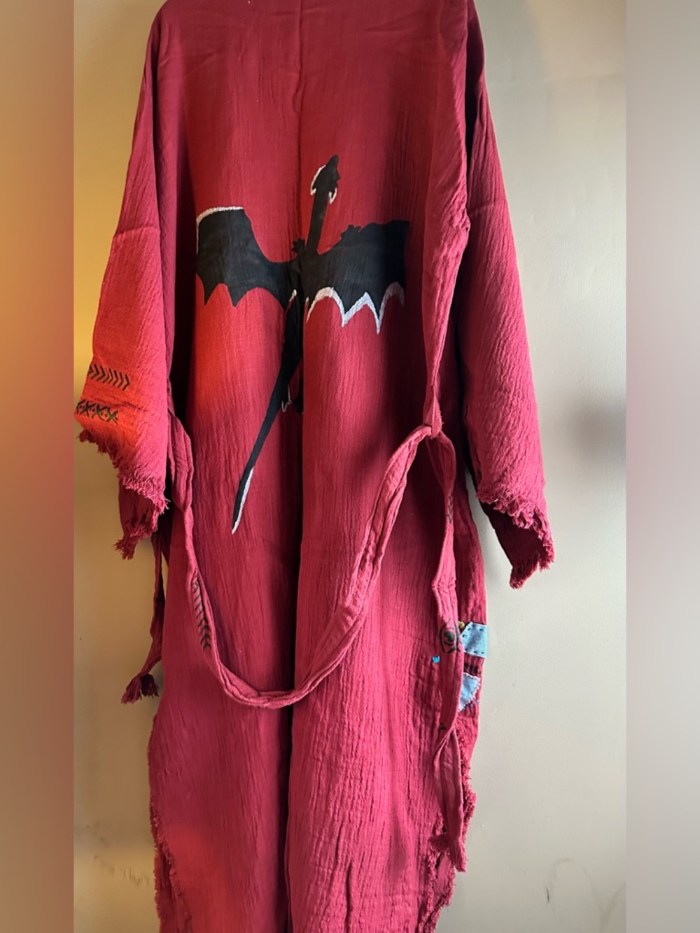 Hand-painted Dragon patterned Organic Cotton Loungewear, L/XL